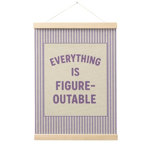 FGFK Everything Is Figureoutable Positive Affirmations Wall Art Poster Hanger Frame, Retro Purple Inspirational Canvas Prints Framed Wall Decor for Office Classroom Home Bedroom, 12x16 Inch - color: Retro Purple