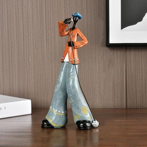 Vintage Jazz Band Decorative Singer Figurine,Western Band Sculpture,Creative Musician Decoration,Abstract Figure Ornaments,Suitable for Living Room,Wine Cooler,Bookshelf,entryway,etc. (Singer) - color: Singer
