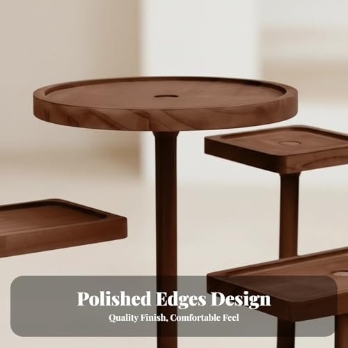 Display Riser Small Potted Plant Stand Sturdy Desktop Decorative Tiered Tray Rack for Figure Dolls Collection Perfume Makeup, Walnut