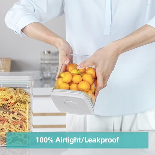 Ankou Food Airtight Containers (1500ml) 1.5 Qt Pop Up Food Formula Container With Lids, Bpa-Free One Button Open Stackable Container for Coffee Tea Brown Sugar Cereals - 8 Labels - Clear - color: 1.5 QT