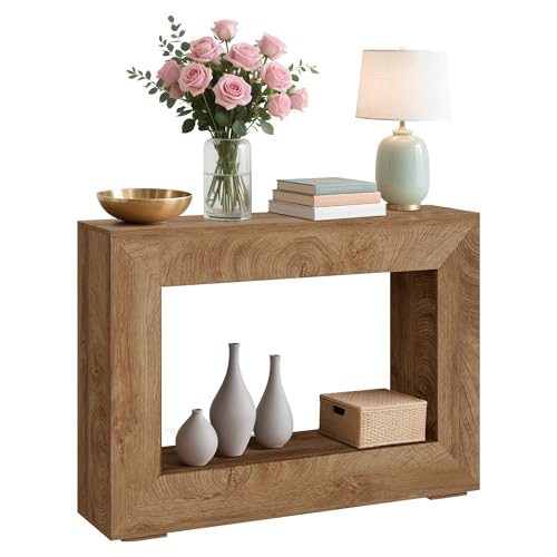 GarveeTech 47" Console Table for Entryway, Narrow Sofa Table Behind Couch, Wood Hallway Entry Table with Storage Shelf, Vintage Accent Table for Living Room, Foyer - color: Natural-47 Inches