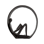 Danya B. Contemporary Encircled Male & Female Reader Cast Iron Sculpture Bookend Statues (Set of Male and Female)