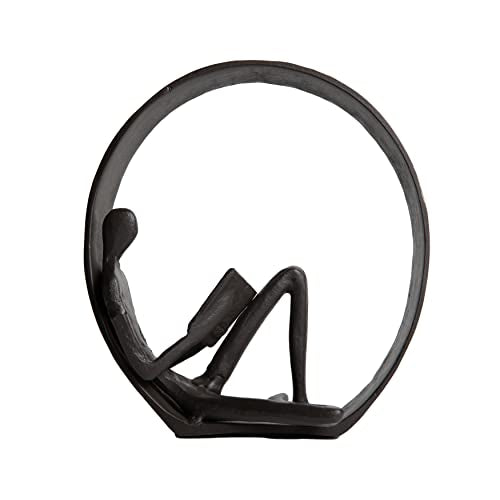 Danya B. Contemporary Encircled Male & Female Reader Cast Iron Sculpture Bookend Statues (Set of Male and Female)