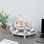 MyGift 3 Tier Wooden Display Riser Stand, Cupcake Stand & Perfume Organizer, Rustic Whitewashed Tiered Display Shelf for Desserts, Nail Polish, Makeup, Plants & Collectibles - color: Whitewashed