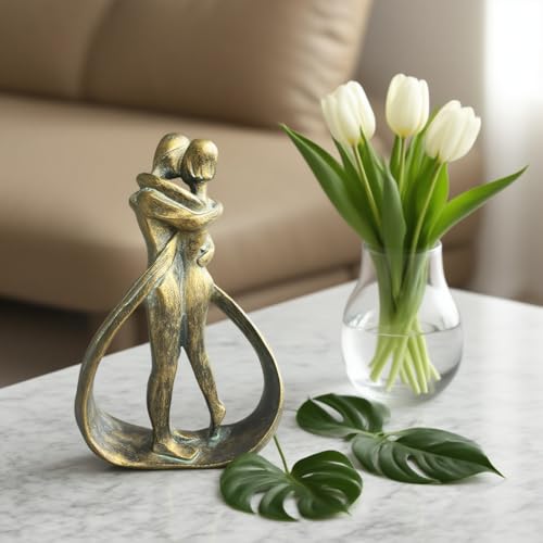 Resin Couple Modern Sculptures Home Decor Romantic Gift for Weddings Valentine's Day and Anniversaries Decoration Figurine for Girlfriend, Bridal Shower, Engagement (Bronze) - color: Bronze