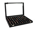 Wudygirl 100 Slot Ring Holder Display Case - Black Jewelry Organizer with Transparent Lid - style: 100 Slot Ring Tray