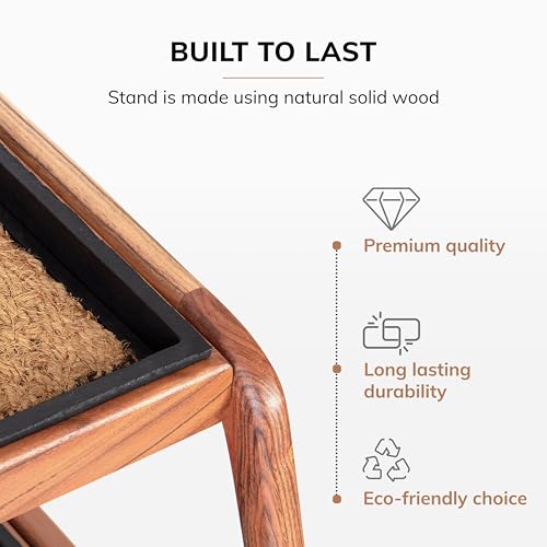 Anji Mountain Heavy Duty Waterproof Wooden Shoe Storage Mat Organizer/Boot Storage Tray Multi Use for Entryway with Coir, Tan Insert, 2 Tier, Fits 4 Pair (26.5" Wide) - color: Tan, size: 2 Tier, Fits 4 Pair