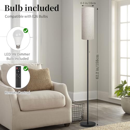 Floor Lamp for Living Room, Modern Standing Lamps with Lampshade, Minimalist Tall Lamp with Chain Switch for Living Room, LED Bulb Included (Beige Shade-RGB Bulb) - color: Beige Shade-RGB Bulb