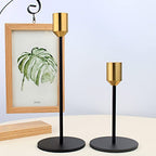 Daily Decoration 2Pcs Metal Candle Holder Antique Modern Candlestick Stand Decorations for Decoring Living Room Dining Room Bedroom Bookshelf Home Wedding