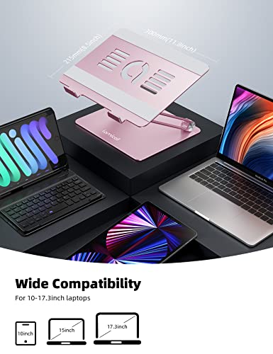 Lamicall Adjustable Laptop Stand, Portable Laptop Riser, Aluminum Laptop Stand for Desk Foldable, Ergonomic Computer Notebook Stand Holder for MacBook Air Pro, Dell XPS, HP (10-17.3'') -Pink - color: 4-Pink