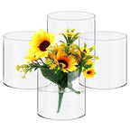 Qunclay 4 Pcs Acrylic Flower Vase Plastic Cylinder Vase for Centerpiece Decorative Clear Acrylic Cylinder Containers Break Resistant Round for Home Party Table Deco(6 x 6 Inch) - size: 6 x 6 Inch