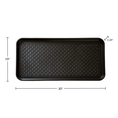 All Weather Boot Tray – Set of 2 Large Water-Resistant Plastic Utility Shoe Mat for Indoor and Outdoor Use in All Seasons by Stalwart (Black) - style: 2-Pack