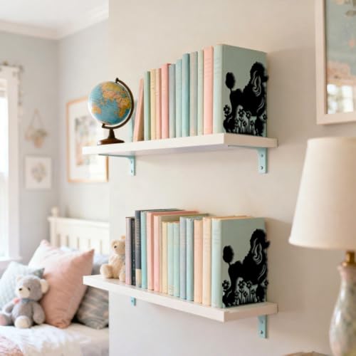 Peacoblue Metal Bookends for Shelves, Modern Decorative Heavy Duty Study Book Ends Stoppers for Office, Desk, Shelf, Room 5.3"x4.3"x6.5" Cast Iron Simple Tall Bookends 1 Pair (Poodle Dog and Flowers) - style: Poodle Dog and Flowers
