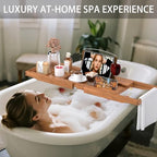 Premium Teak Bathtub Tray Caddy, Expandable Wooden Bath Tray for Tub,Luxury Bathroom Accessories,Great House Warming, Anniversary & Wedding and Birthday Gifts - color: Teak Wood