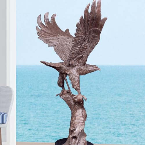 Stunning Bronze Bald Eagle Sculpture - Majestic Bird of Prey on a Perch - Handcrafted Art - 19.7" x 10.2" x 27.6", 30-34 lbs - color: 27.6" Bronze