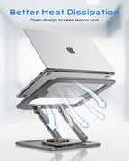 Adjustable Laptop Stand for Desk with 360 Base, Ergonomic Laptop Riser, Mount, Holder Notebook Computer Stand for MacBook Air Pro, HP, Dell, XPS, HP 16" Laptops - Gray - color: Gray