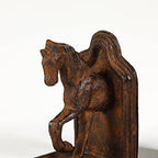 Jemeni 2 Pack Farmhouse Galloping Horse Bookends, Horse Bookends, Rusty Finish