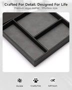 Valet Tray, Built in Wireless Charging Pad, Nightstand Organizer, Two-Toned Premium Vegan Leather Desk Bedside Caddy Organizer Tray for Keys, Watch, Wallet, Jewelry (Black+Gray) - color: Black+Gray
