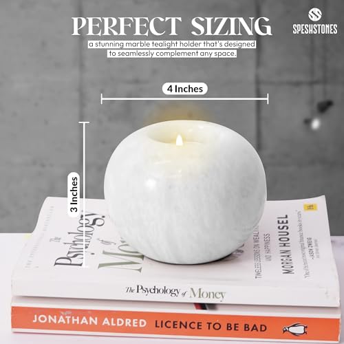 Marble Tealight Candle Holder 4 Inch White Votive Candle Holders for Centerpieces Dining Table & Small Tea Lights Candles Set of 2 for Birthday & Wedding Decor - size: 4 inches