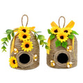 nuvagiki 2 Pack Bee Hive Decor, Farmhouse Bee Decorations with Sunflower, Rustic Bumble Bee Tiered Tray Decor for Kitchen Table, Spring Summer Home Decor