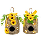 nuvagiki 2 Pack Bee Hive Decor, Farmhouse Bee Decorations with Sunflower, Rustic Bumble Bee Tiered Tray Decor for Kitchen Table, Spring Summer Home Decor