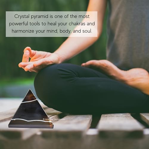 Amazing Gemstone Black Onyx Pyramid Crystal Healing Stones - 2" Great Pyramid Figurine of Natural Stone Pyramid for Meditation, Reiki, Chakra Balancing and Crystal Pyramids Grid - color: Black Onyx