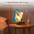 Tiffany Style Blue Pink Butterfly Table Lamp,Stained Glass Lamp,Living Room,Bedside Lamp, Nightstand Decor, Table Light - color: Blue