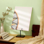 RattanView Picture Stands for Display Metal Frame Wooden Base Plate Holder for Display Wooden Base Black Picture Frame Easel Stand for Home Office Tabletop Book Platter Photo Plaque Holder