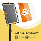 Relx Sign Holder Stand 8.5x11 inch - Adjustable Floor Standing Sign Holder - Signage Stand with Snap-Open Frame Display for Malls,Schools,Restaurants - color: black