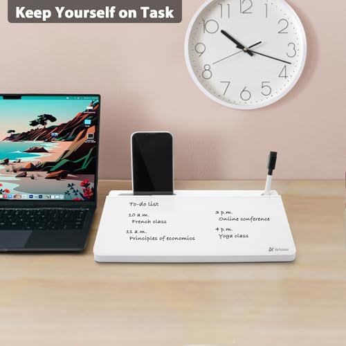 Varhomax Glass Desk Buddy Whiteboard with Storage, Small Dry Erase Desktop White Board Caddy to-do List Memo Notepad for Office, School and Home Office Supplies - color: White