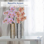 Royal Imports Flower Glass Ceramic Vase Decorative Centerpiece for Home or Wedding - Etched Cylinder Shape, 4"x12", Gold - size: Cylinder (4x12)