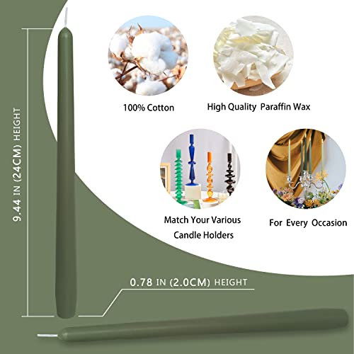 10 Inch Taper Candles Handmade Set of 4 – Cedar Scent Tapered Candles in Sage Green & Olive Green, Candlesticks Smokeless Candle Sticks for Wedding, Home Decor, and Garden Parties - color: Gradient Green 4PC