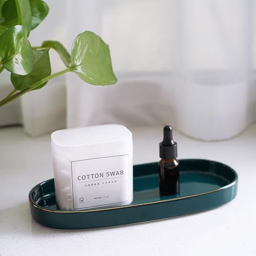 10x5 Bathroom Vanity Tray, Oval Ceramic Decorative Perfume Candle Tray for Bathroom/Kitchen Counter, Green - color: Green