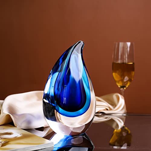 Yao Yuan Hand-Blown Murano-Style Glass Sculpture Decor Statue and Figurine - Wonderful Gift, Blue - color: Blue