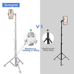 Sensyne 67" Phone Tripod & Selfie Stick, Extendable iPhone Tripod Stand with Wireless Remote and Phone Holder, Compatible with Cell Phone, Camera (Silver) - color: Silver, size: 67-inch