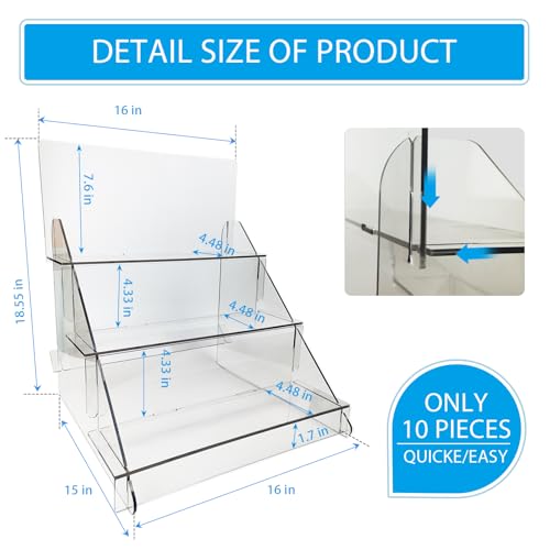 18.55''x16''x15'' Portable Product Display Stand -Transparent display table Repeatable Assembly/Disassembly Display Shelf for Craft Show Display,Retail Display,Farmers Markets,Candy Display,vendors - color: Transparent