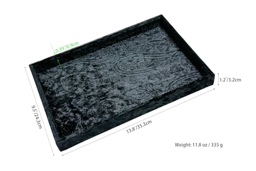 AgentMoon Noble Decorative Jewelry Tray,Luxury Goods Display Board,Bedside Organizer for Eyeglasses iPhone Watch.Original Design Flashing Velour.(Embossing Black) - color: Embossing Black