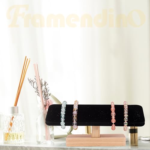 Framendino, Wooden Watch Display Stand T-Bar Jewelry Organizer Holder for Men Women (Black) - color: Black