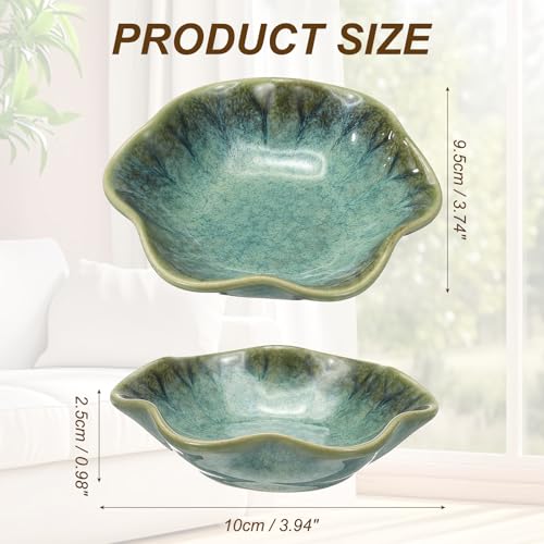 uxcell Candle Holder Plates, 4 Inch Ceramic Candle Tray Tealight Incense Holder Dish Candlestick for Tea Light Aromatherapy Wedding Rustic Vintage Home Decor, Lotus Leaf Green - color: Green