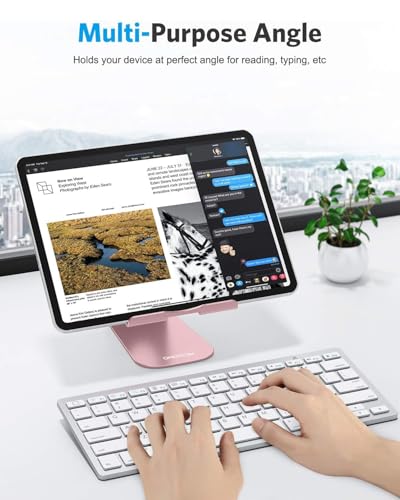 OMOTON Tablet Stand Holder Adjustable, T1 Desktop Aluminum Tablet Dock Cradle Compatible with iPad Air/Mini, iPad 10.2/9.7, iPad Pro 11/12.9, Samsung Tab and More, Rose Gold - color: Rose Gold