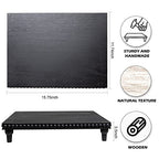 GENMOUS Farmhouse Black & White Distressed Wood Display Stand, 3-Tier Beaded Pedestal Tray for Bathroom, Kitchen, or Living Room Decor