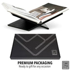 Strong Angled Modern Wood Book Stands for Display - Large Bookstand- 12.5" x 9.5" x 5.5" Wooden Bible Stand Display, Book Opener Holder - color: Black Wood, size: Large