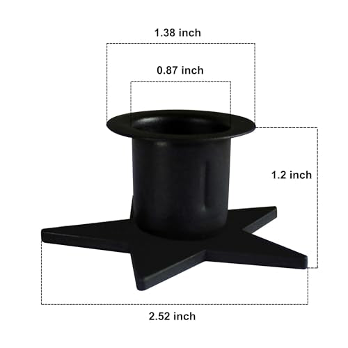 CVHOMEDECO. Primitive Iron Taper Candle Holders Vintage Black Candlestick Holders for Halloween Christmas Dining Room Home Decor. Set of 3, Star Base. - color: Star 3 Pcs