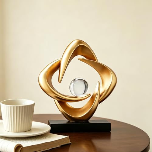 AWNR Gold Abstract Sculpture House Decor Aesthetic - Home Décor Accents for Nightstand, Shelves, Dining Room, Entryway Table, Office, Desk Accessories (Gold C) - color: Gold C