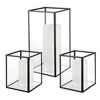 yshengood Hurricane Candle Holder Set of 3 Pcs, Black Candle Holder for Pillar Candle - size: 3-Piece Set