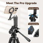 OMOTON 360°Rotating for MagSafe Tripod with 1/4" Screw Arca, Adjustable Magnetic Phone Tripod for iPhone 17/16/15 Pro Max Air, Fold Selfie Stick Fits Vlog, Gym, Travel Essentials, Black& Black Pro - color: 8-Black&Black Pro