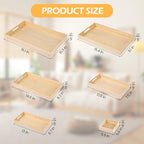 Aodaer 7 Pieces Wooden Trays, Wooden Nested Serving Trays, Rectangular Shape Serving Tray with Handles for Kitchen Party Dinner Snacks