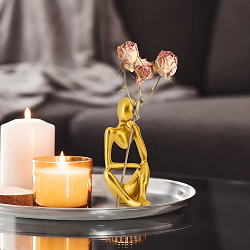 Thinker Statues and Sculptures,Sandstone Resin Thinker Statue Ornaments, Abstract Style Sculptures, Housewarming Gifts, Home Decorations, Living Room Desk Decor (Gold) - color: Gold