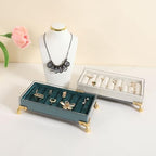 GemeShou velvet slots Ring holder for jewelry organizer, Blue earring ring display stand for selling, felt ring jewelry holder tray showcase【Velvet slots Ring Holder-Blue】 - color: Blue