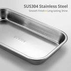QWORK Small 304 Stainless Steel Vanity Tray 8.5 x 4 Inch, SUS304 Metal Jewelry Organizer Tray for Bathroom, Bedroom, Kitchen – Rectangular Makeup Storage Dish for Keys, Rings, Perfume, Soap Dispensers